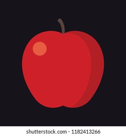 Simple whole red apple fruit icon illustration in flat style