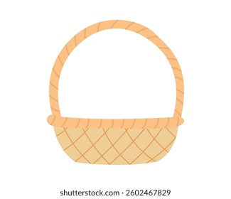 Simple wicker basket with a sturdy handle, ideal for eco-friendly shopping, rustic home decor, zero waste lifestyle, and natural product presentations.