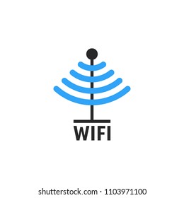 simple wifi antenna isolated on white. concept of wi-fi signal for area and wireless data transmission. flat style trend modern logotype graphic design element