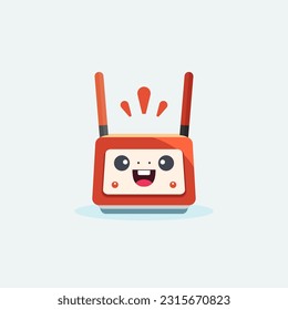 Icono de ilustración de la viñeta de un enrutador móvil Wi-Fi simple