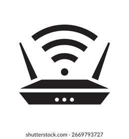 Simples ícone de roteador WiFi, símbolo moderno de dispositivo de internet sem fio para rede e design de conectividade.