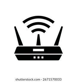 Simple WiFi router icon, modern wireless internet device symbol for network and connectivity design.