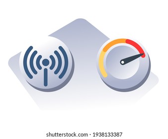 simple wifi and speed connection signs on light background. vector illustration.