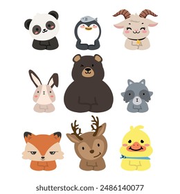Conjunto de saludo de animales simples y salvajes