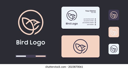 Simple wild bird line logo design templates.
