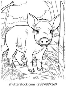 Simple Wild Boar Coloring  Page