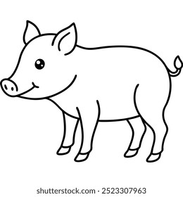 Simples Wild Boar Line Art.