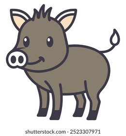 Simples Wild Boar Line Art.