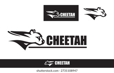 logotipo de cabeça de chita selvagem simples, silhueta de grande predador executando ilustrações vetoriais