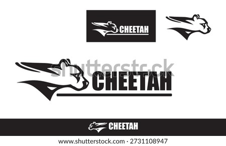 simple wild cheetah head logo, silhouette of great predator running vector illustrations