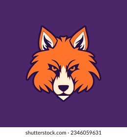 simple wild fox purple orange sports team logo vector illustration template design