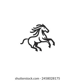 diseño simple de la Plantilla de la Ilustración vectorial del logotipo de la línea del caballo salvaje