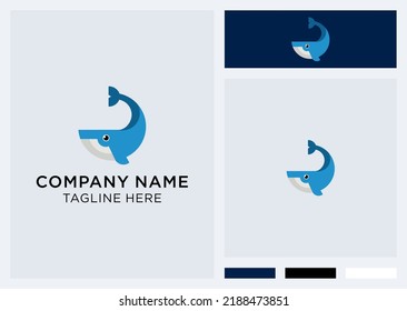 Simple Wild Whale Logo, Template design in linear style