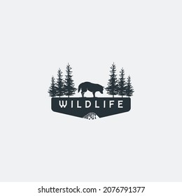 simple wildlife logo vector design template for printing, clothing and business with vintage and hipster style isolated on white background