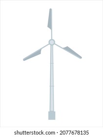 Simple wind power generation Illustration of a wind power generator for offshore wind power generation Turbine Renewable energy White background