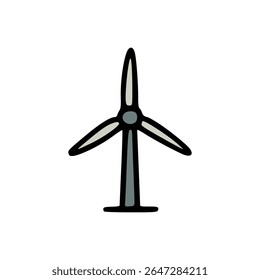 Illustration d'éolienne simple avec trois pales générant de l'énergie renouvelable dans un style minimaliste
