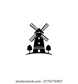 Simple windmill icon in black