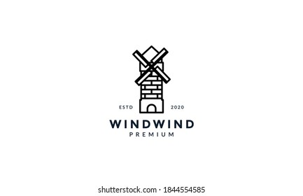 simple windmill line outline logo vector icon design