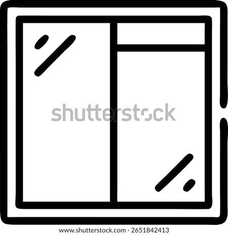A simple window frame with a glass pane, perfect for home interior design and building construction projects