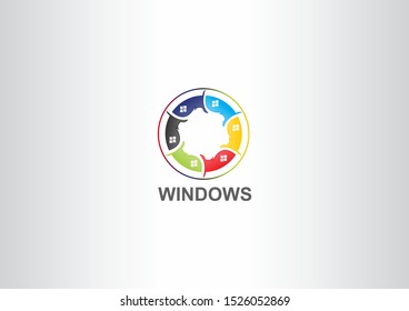 Simple window logo design with colorful design. Building logo.