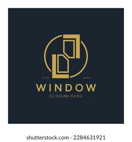 simple window logo, design for, interior, construction, architecture, property business, vector