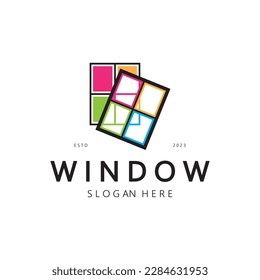 simple window logo, design for, interior, construction, architecture, property business, vector