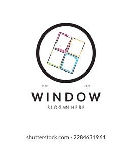 simple window logo, design for, interior, construction, architecture, property business, vector