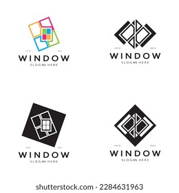 simple window logo, design for, interior, construction, architecture, property business, vector