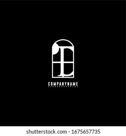 simple window in the night with shape of D logo letter design concept.