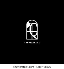 simple window in the night with shape of Q logo letter design concept.
