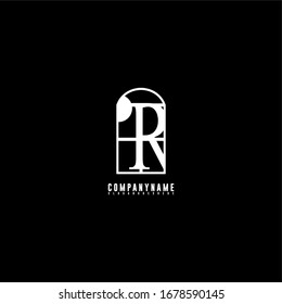 simple window in the night with shape of R logo letter design concept.
