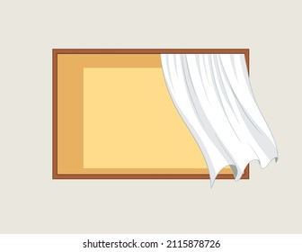 Simple window with white curtain illustration