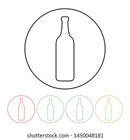 Simple wine bottle icon outline in a thin line style vector construction wine symbol sign with four color variations vector design element illustration isolated on a white background