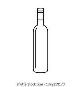 Simple wine bottle outline vector icon