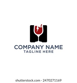 vino simple y logotipo eléctrico