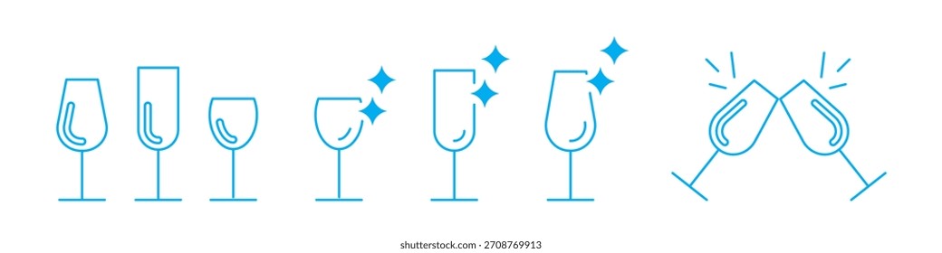 Einfache Weinleinensymbole mit editierbarem Strich. Minimaler Outline-Stil mit Weinflasche, Glas und Trauben. Perfekt für Bar, Restaurant, Weingut und Verkostungsdesign. 