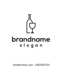 simple wine logo design vector