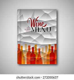 Simple Wine menu on triangle background, Vector abstract brochure, book, flyer design template