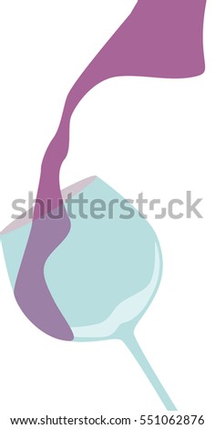 Simple wineglass isolated on white. Wine up and turn