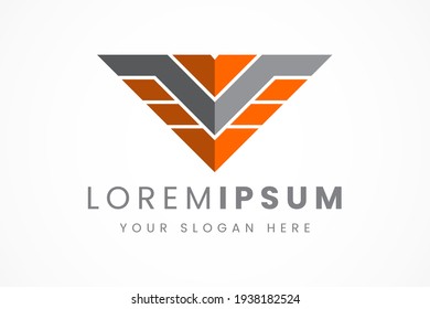 simple wing letter v logo