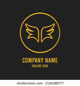 Simple wing logo design. Golden shapes and abstract symbols design concepts. Vector design icon logo template 