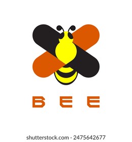 SIMPLE WINGED BEE LOGO, VECTOR DESIGN LOGO