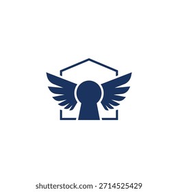 Logotipo de la casa de ojo de cerradura alado simple