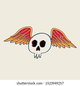 simple winged skull design illustration