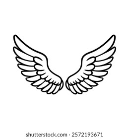 simple wings cartoon isolated drawing line style sketch classic vintage design illustration