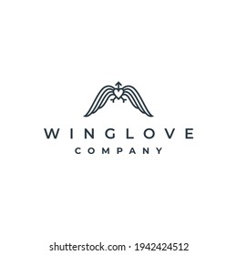 Simple Wings and Love with Arrow Arrowhead Logo Design