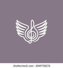 simple wings and music logo. vector illustration for business log or icon