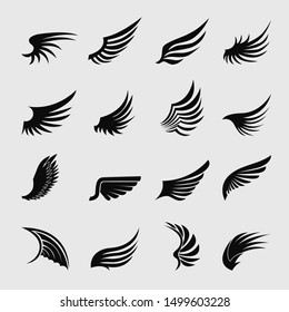 Simple wings silhouettes vector art