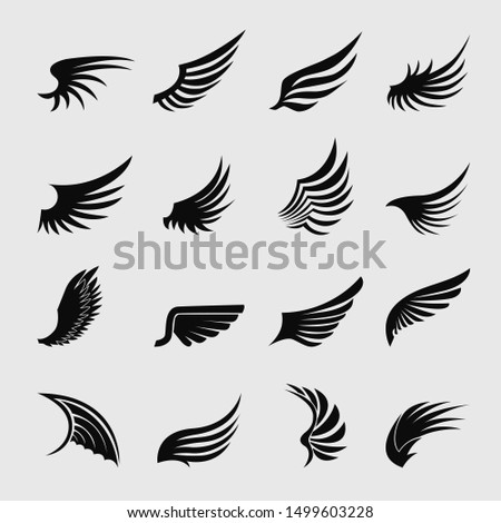 Simple wings silhouettes vector art