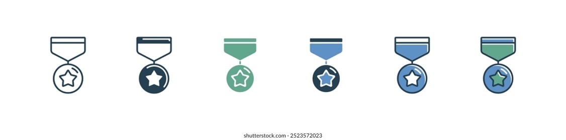 Ilustración vectorial certificada por el premio a la calidad premium del negocio del conjunto de iconos de medalla de estrella ganadora simple